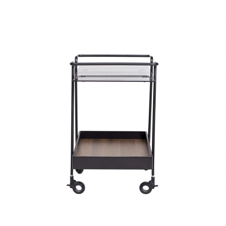 JACKY Walnut Glass Trolley