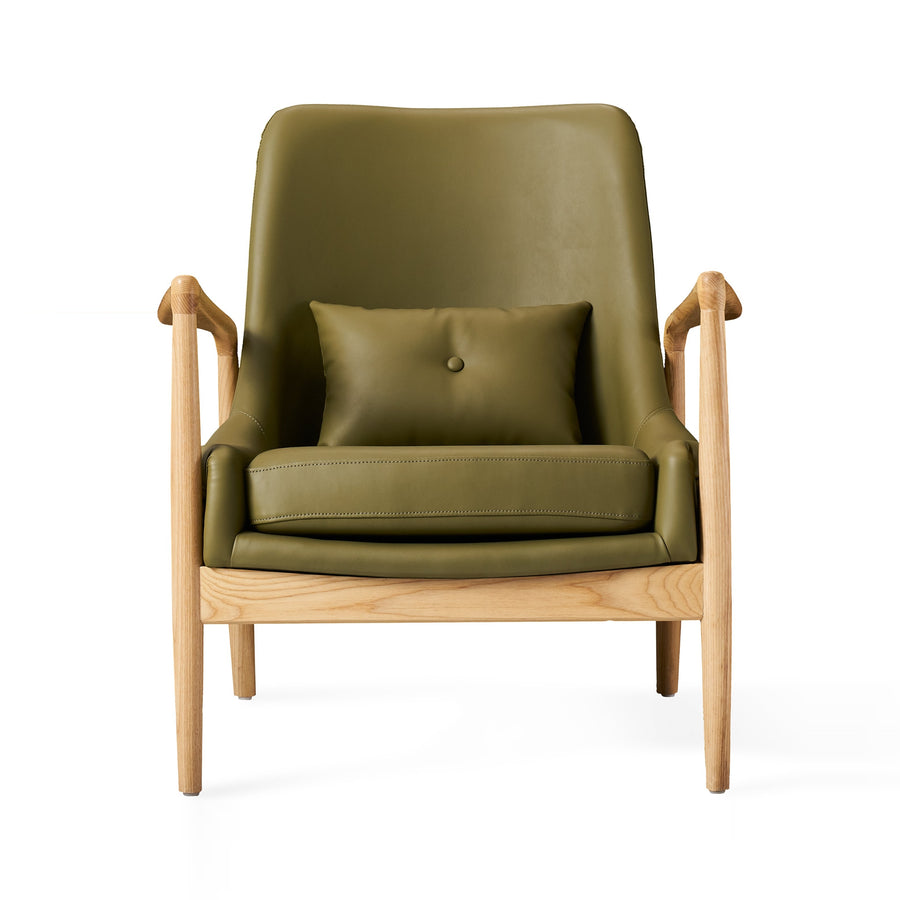 ZOE Green Leatherette Solid Wood Frame Chair