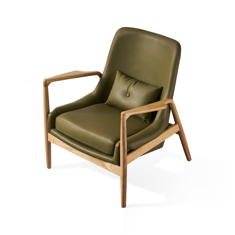 ZOE Green Leatherette Solid Wood Frame Chair