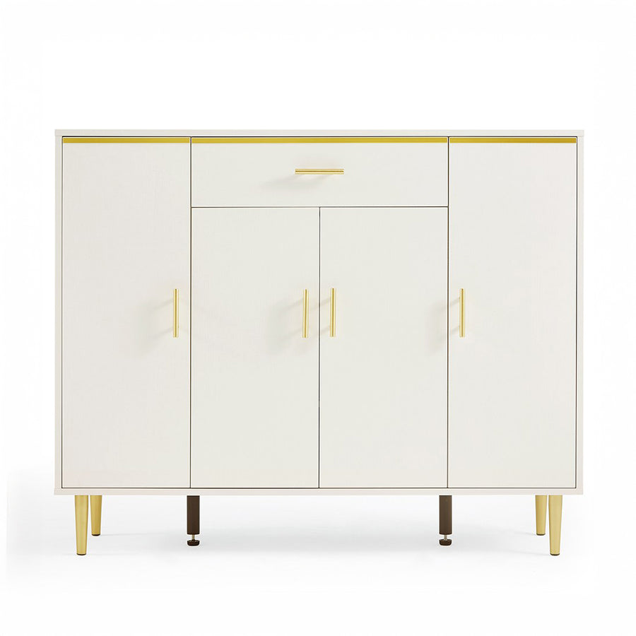 ORLAITH White & Gold 4-Door Shoe Cabinet