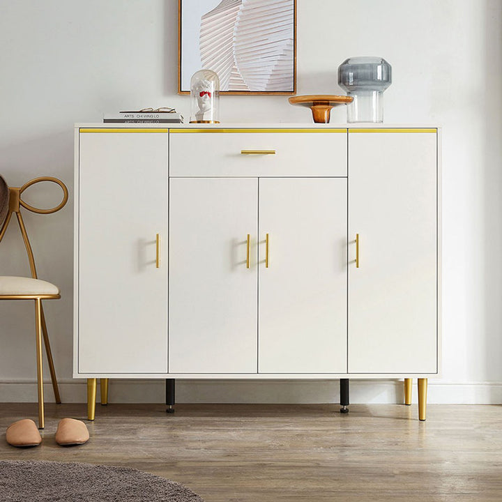 ORLAITH White & Gold 4-Door Shoe Cabinet