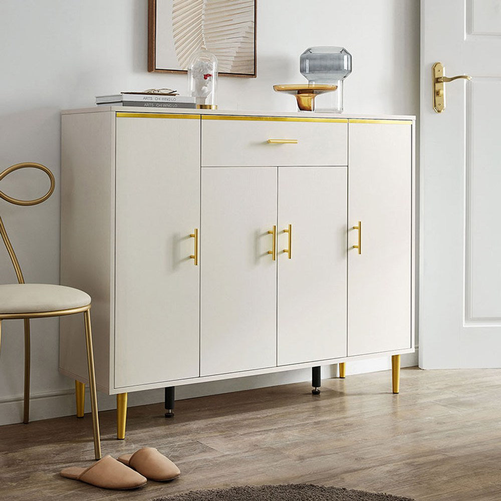 ORLAITH White & Gold 4-Door Shoe Cabinet
