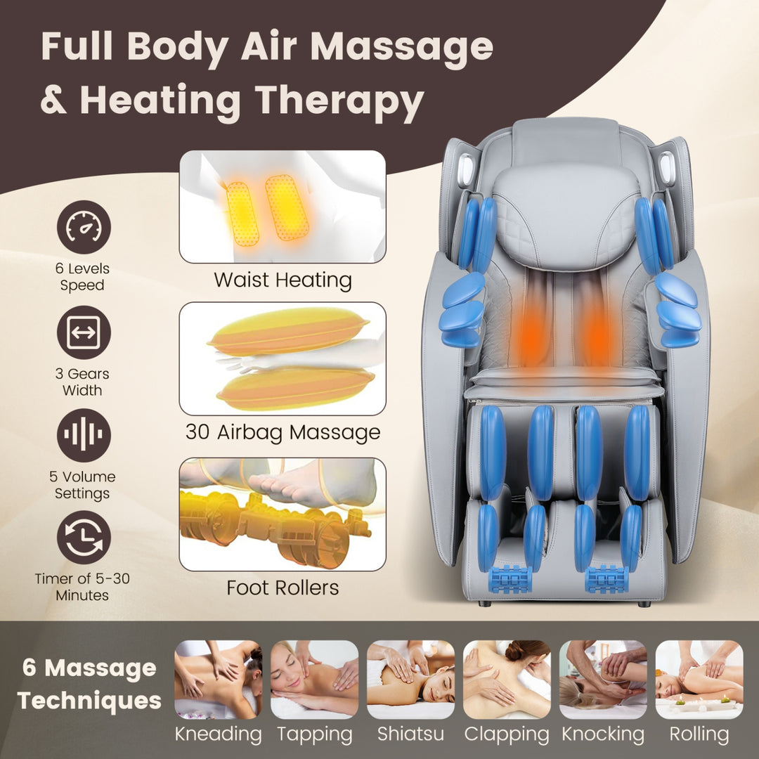 COSTWAY Voice Control Heat Foot Roller Massage Chair
