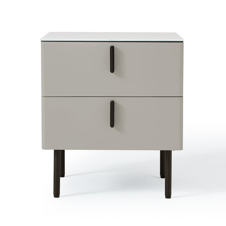 LENNOX Grey, Two Drawer Nightstand