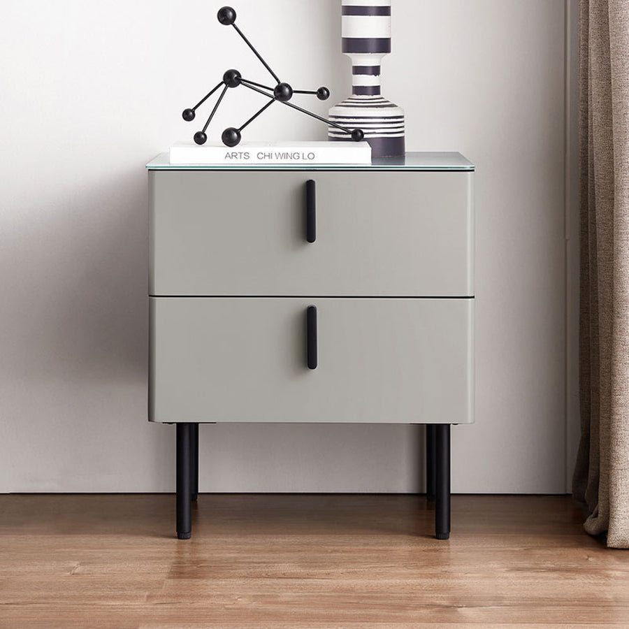LENNOX Grey Two Drawer Nightstand