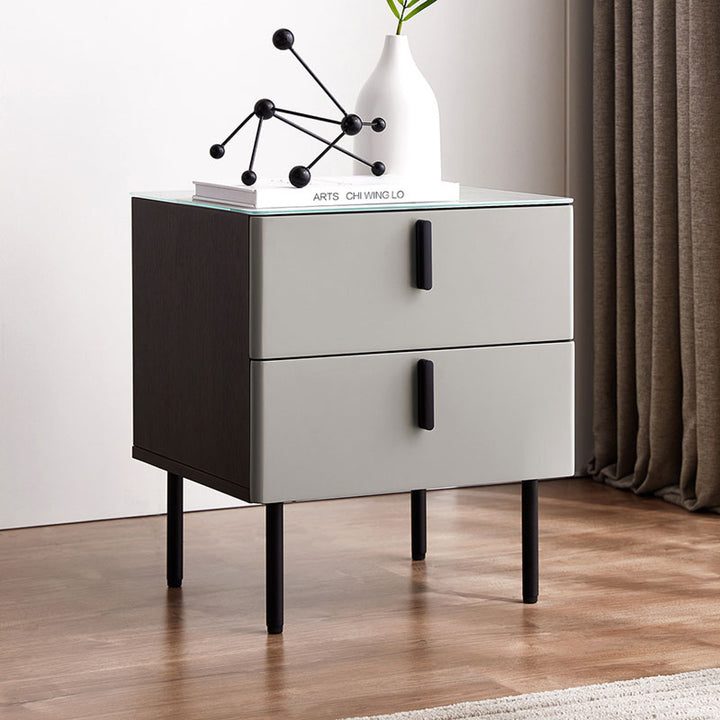 LENNOX Grey, Two Drawer Nightstand