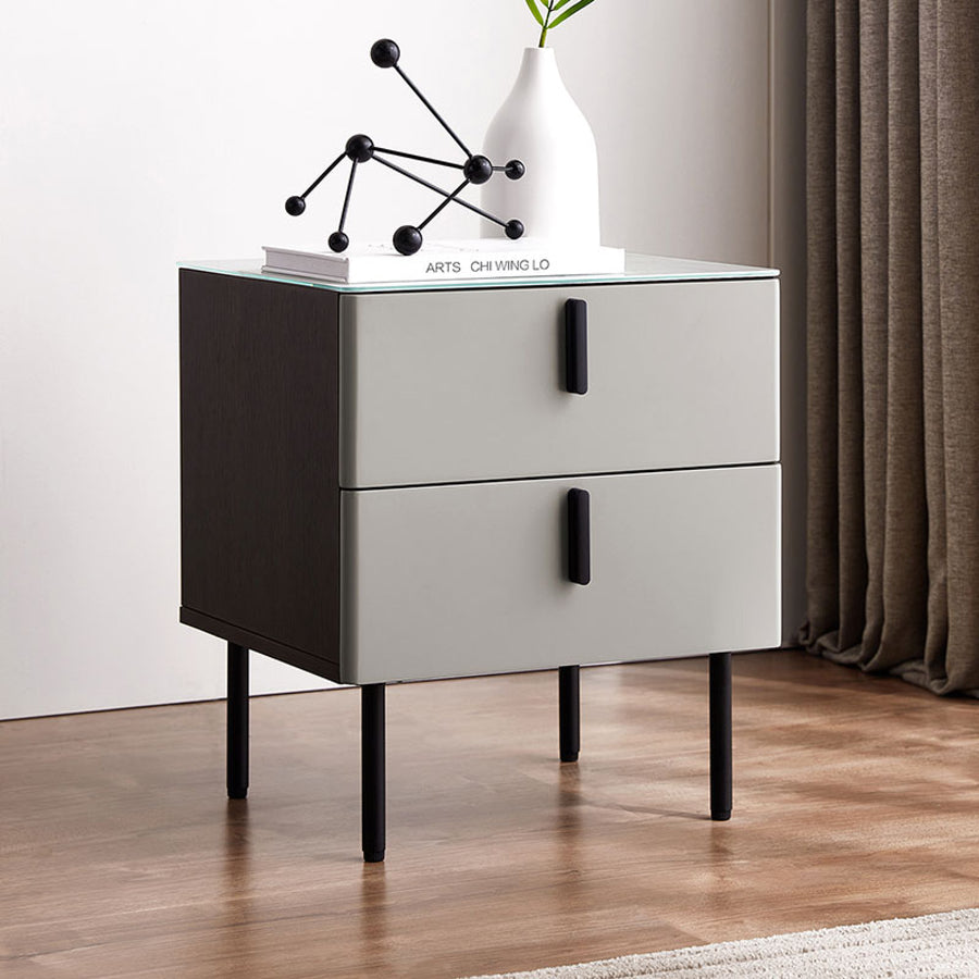LENNOX Grey Two Drawer Nightstand