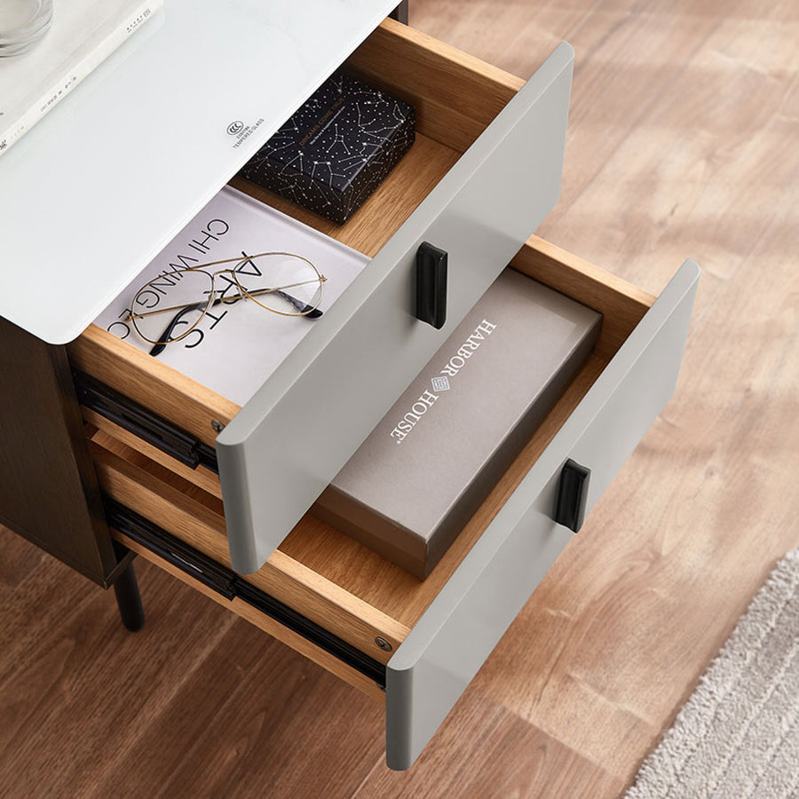 LENNOX Grey Two Drawer Nightstand