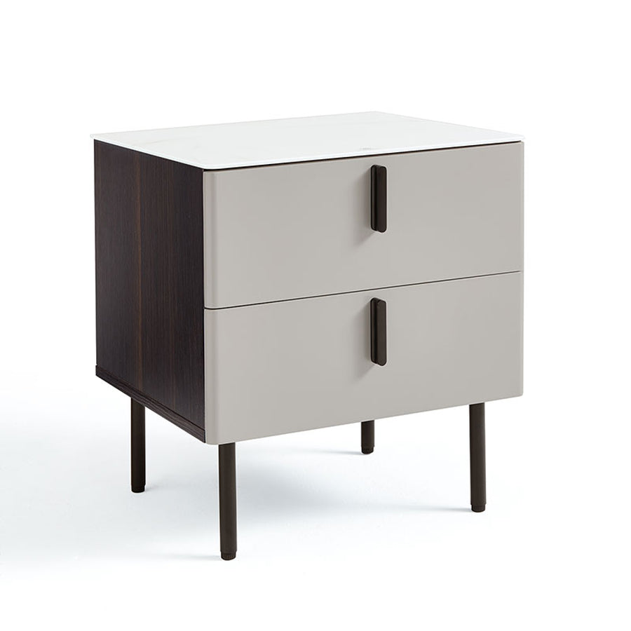 LENNOX Grey Two Drawer Nightstand