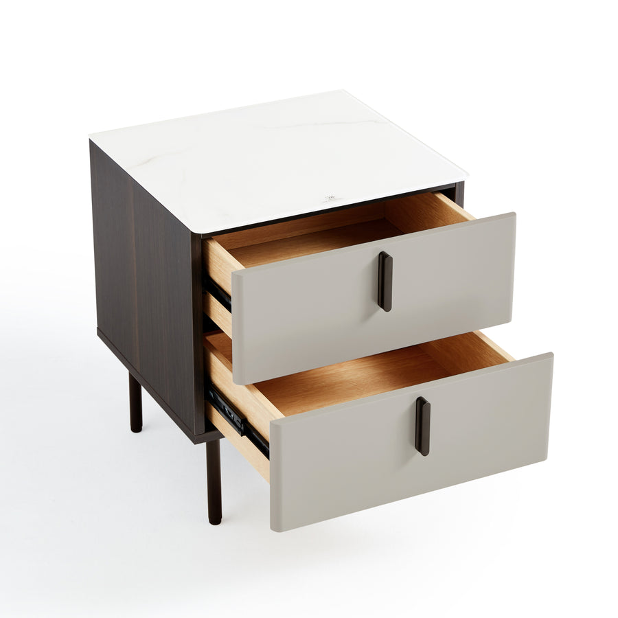 LENNOX Grey Two Drawer Nightstand