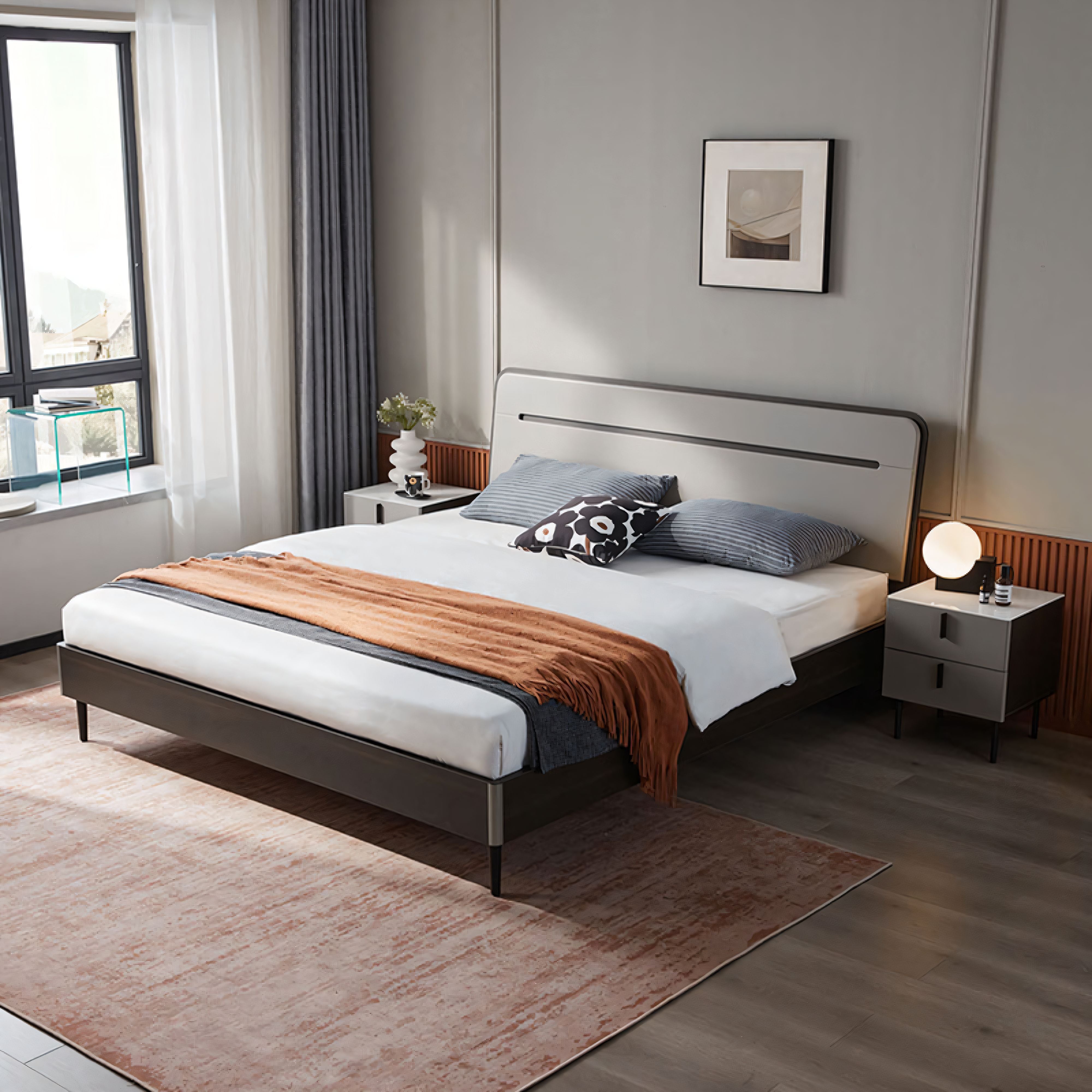 LENNOX Dark Chocolate and Grey Queen Bed – Home Quarters Furnishings