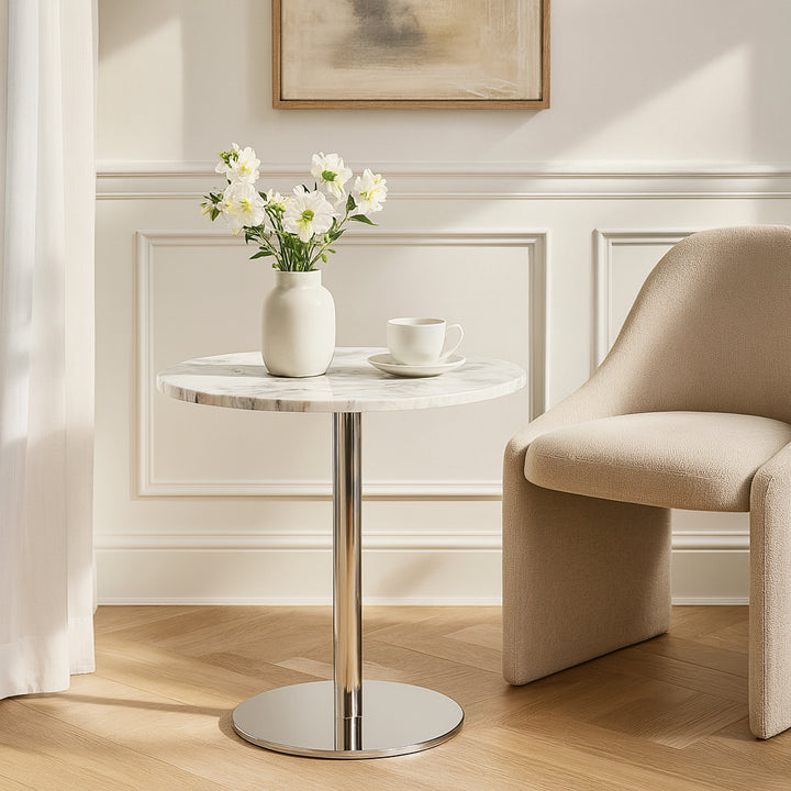IVERRA Jazz White Marble & Steel End Table