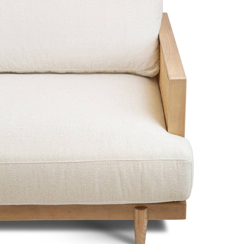 ELEANOR White Fabric Rattan Sectional Sofa