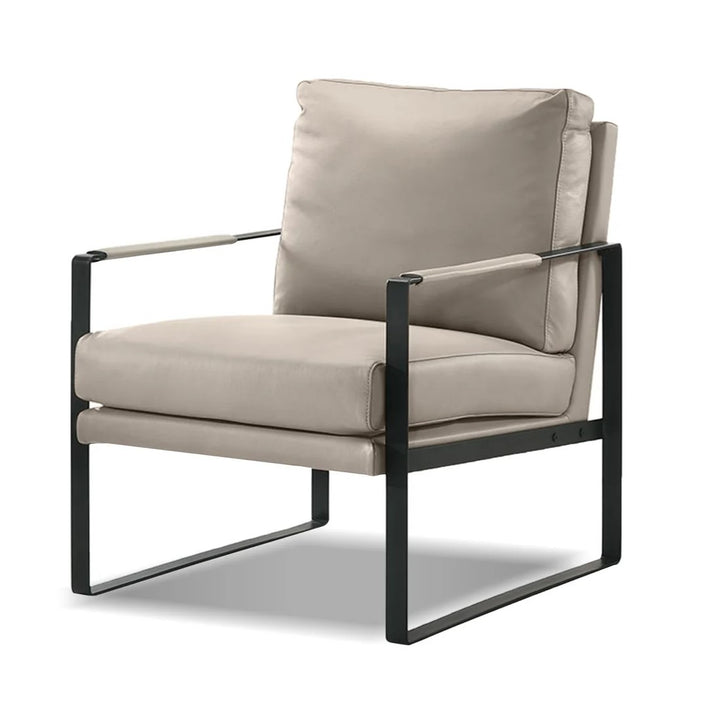 Mitchell Grey Full Leather Lounge Chair - Mobital