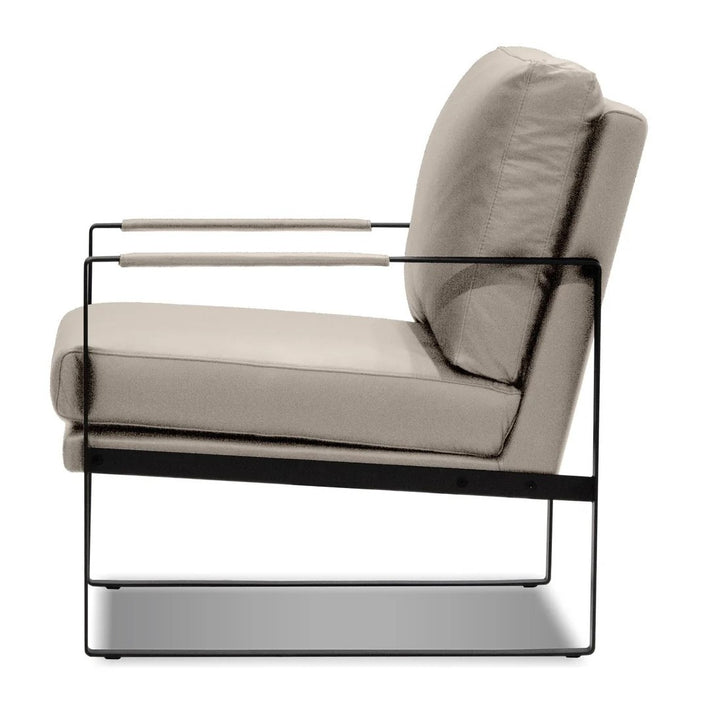 Mitchell Grey Full Leather Lounge Chair - Mobital
