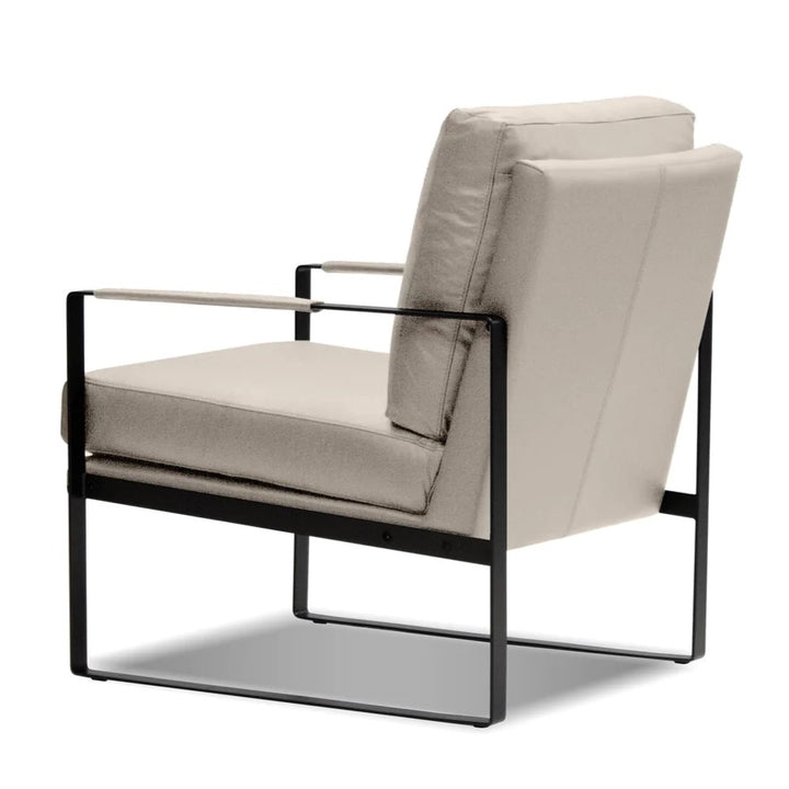 Mitchell Grey Full Leather Lounge Chair - Mobital