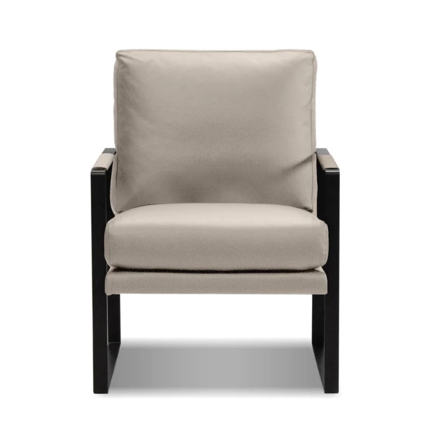 Mitchell Grey Full Leather Lounge Chair - Mobital