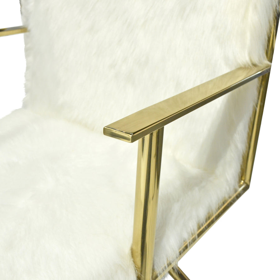 DIXIE White Faux Fur Accent Chair