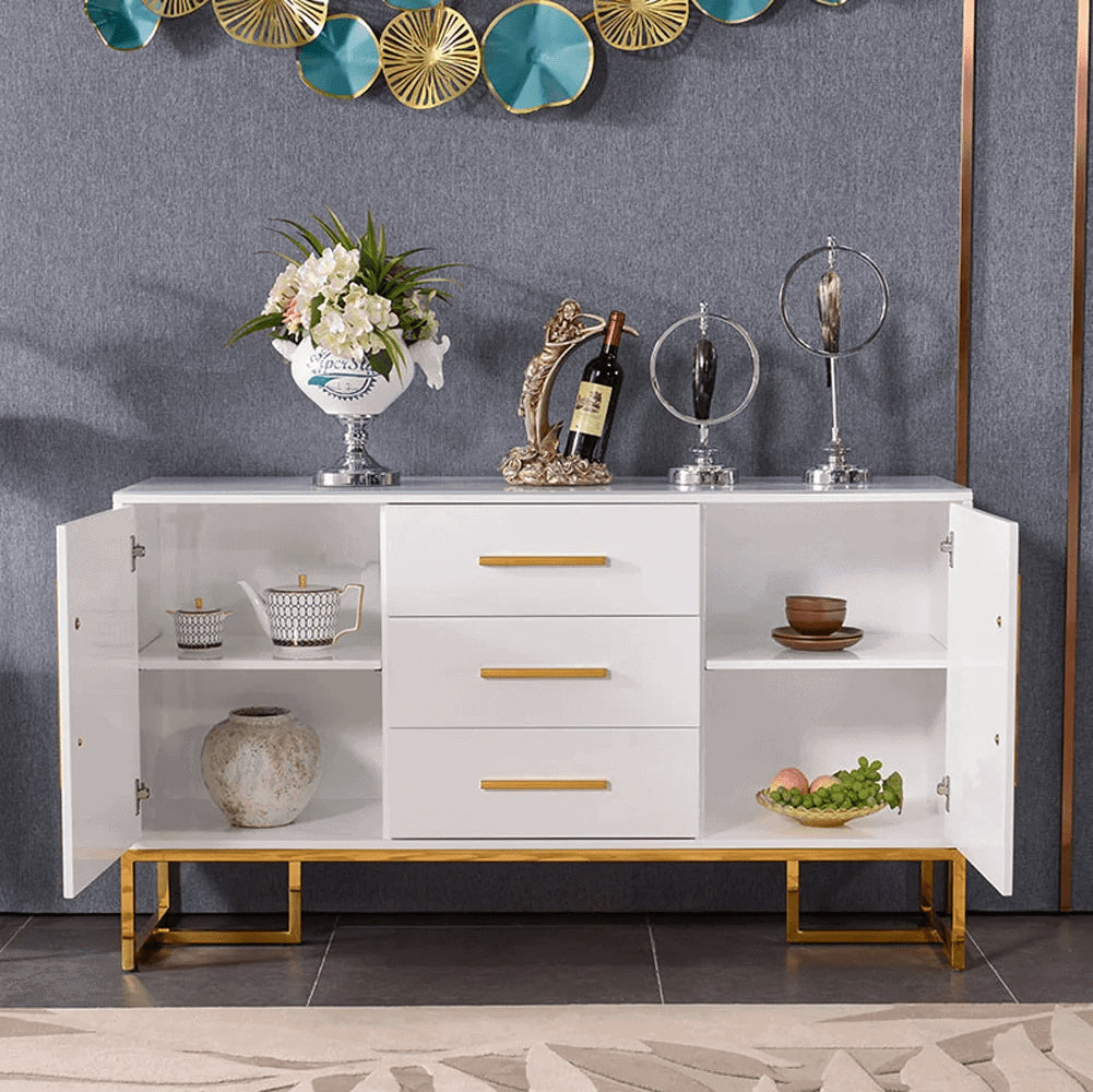 LEILA Glass Top Lacquer Sideboard