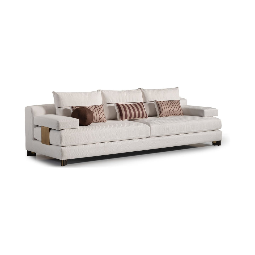 AMORA Oatmeal Eggshell Walnut Sofa - Michael Amini