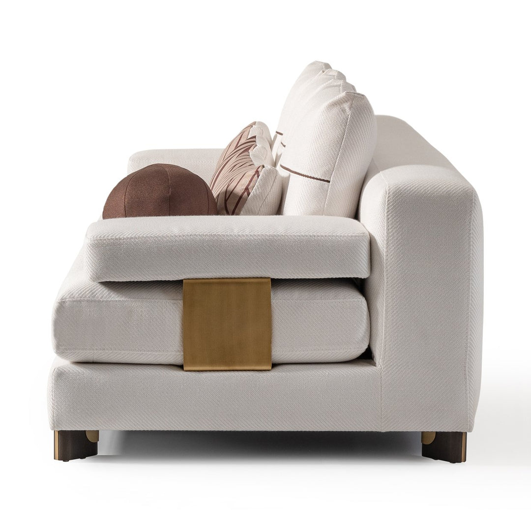 AMORA Oatmeal Eggshell Walnut Sofa - Michael Amini