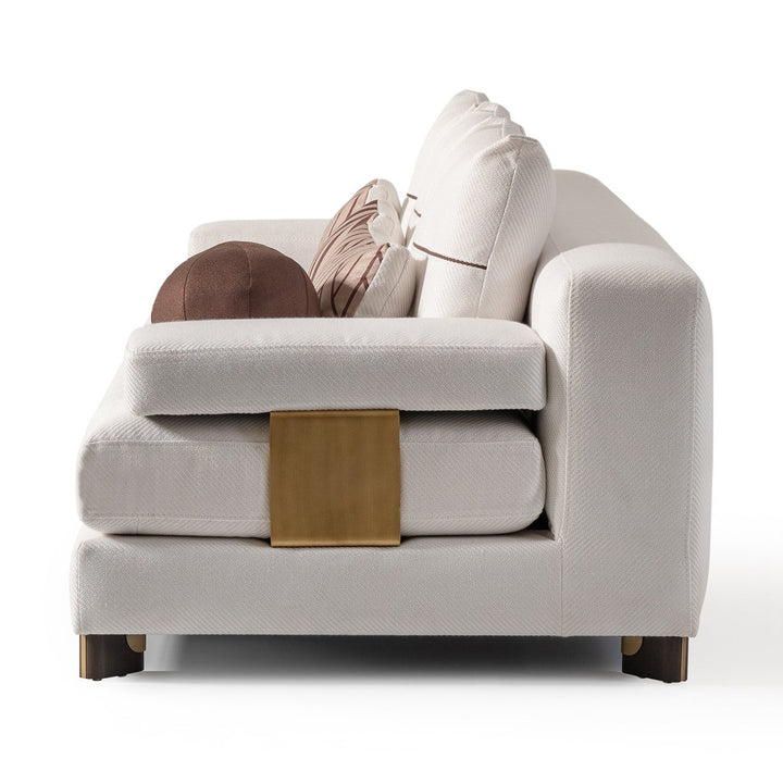 AMORA Oatmeal Eggshell Walnut Sofa - Michael Amini