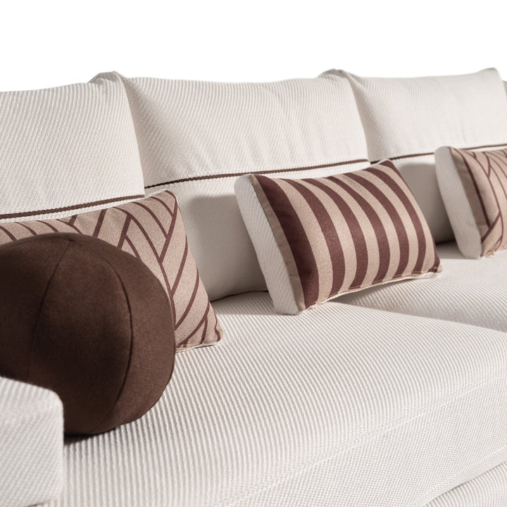 AMORA Oatmeal Eggshell Walnut Sofa - Michael Amini