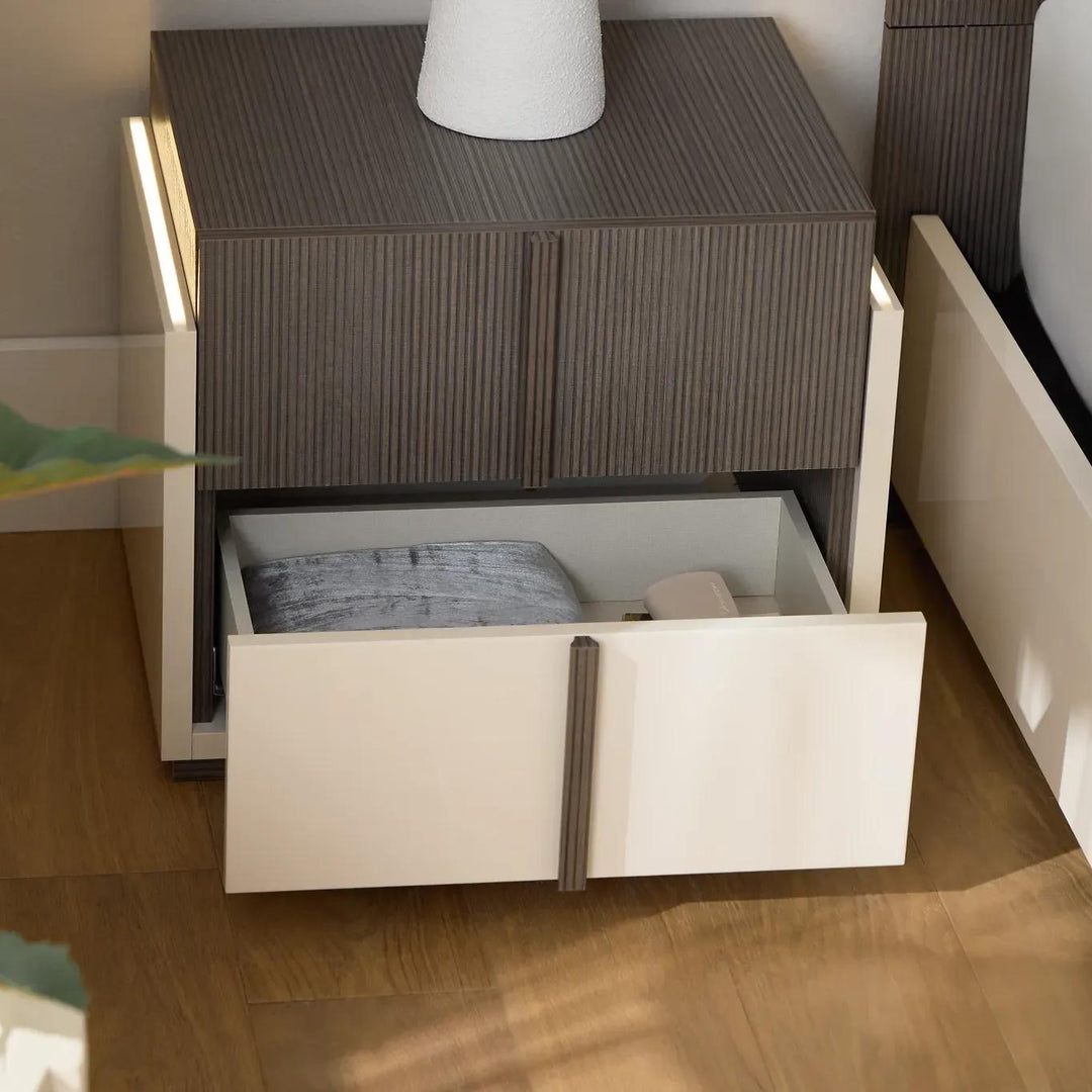 LIVIA Hazel Taupe Nightstand - Fabelli Italia