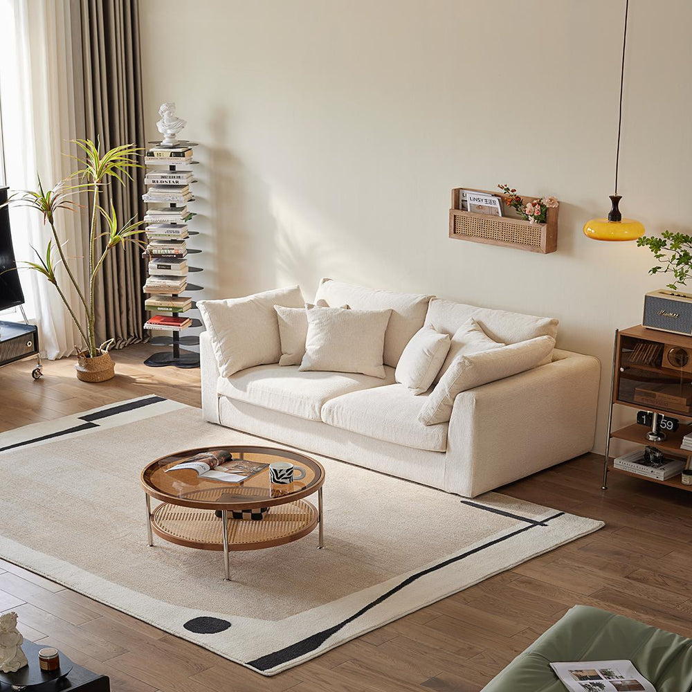 ATHENA White Fabric Sofa