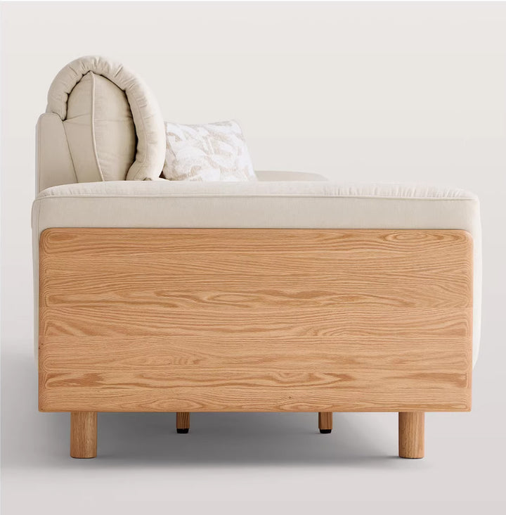 AUGUST Wood Color and White Solid Wood Sofa