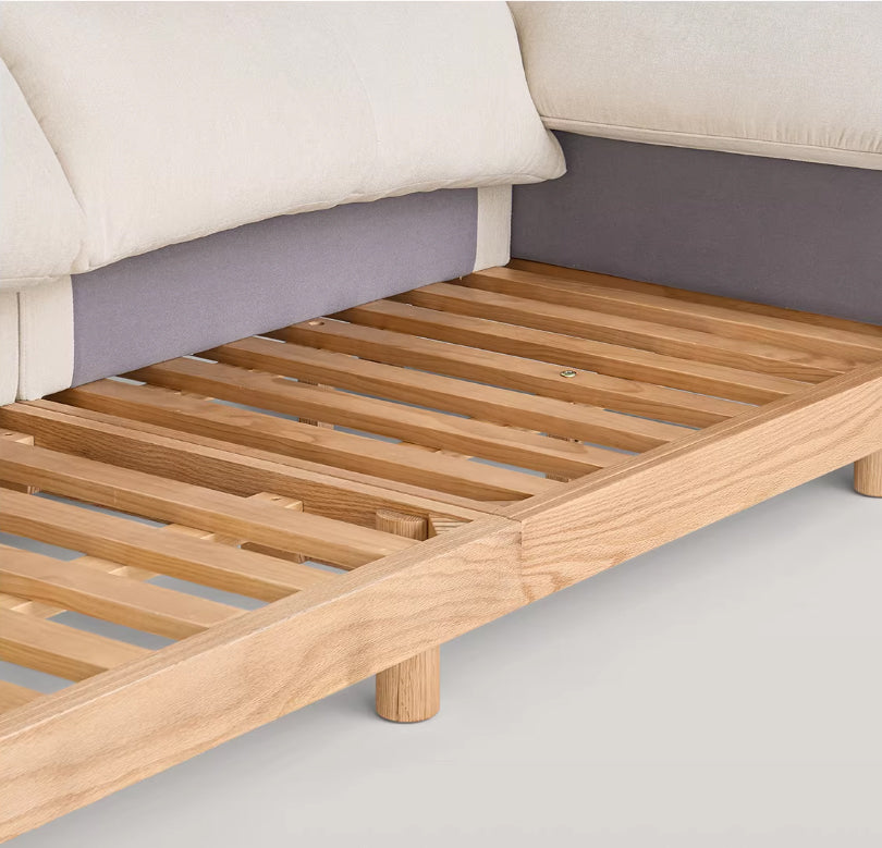 AUGUST Wood Color and White Solid Wood Sofa