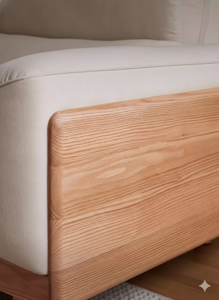 AUGUST Wood Color and White Solid Wood Sofa