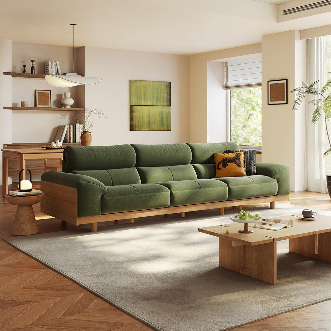 AUGUST Wood Color and White Solid Wood Sofa
