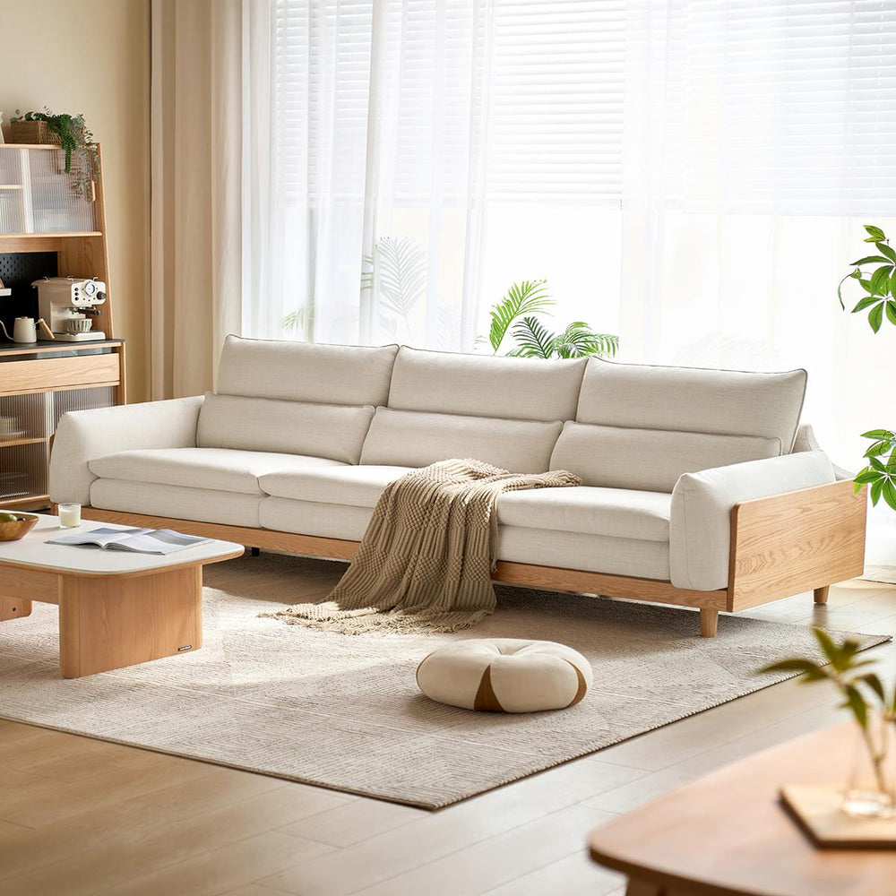 AUGUSTINE Wood Color and White Solid Wood Sofa