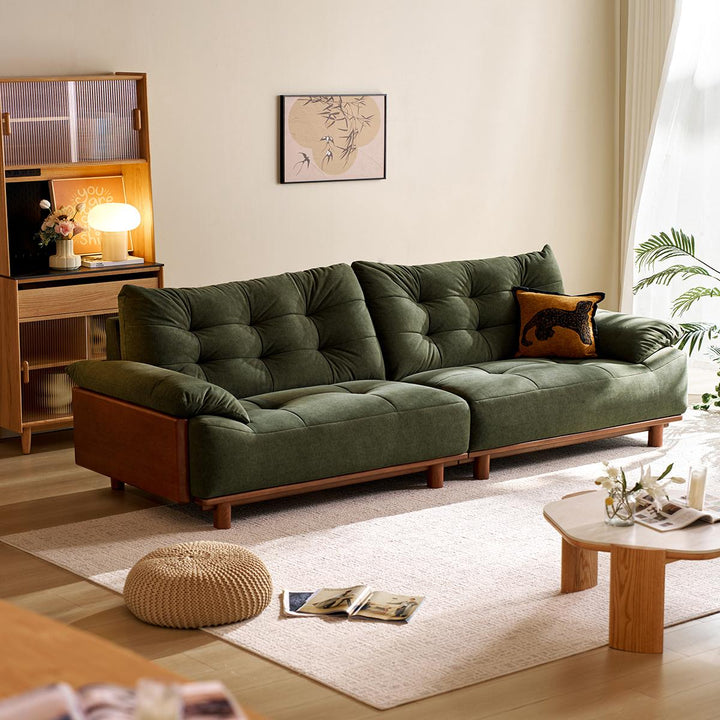 BARBARA Wood Color and White Solid Wood Sofa