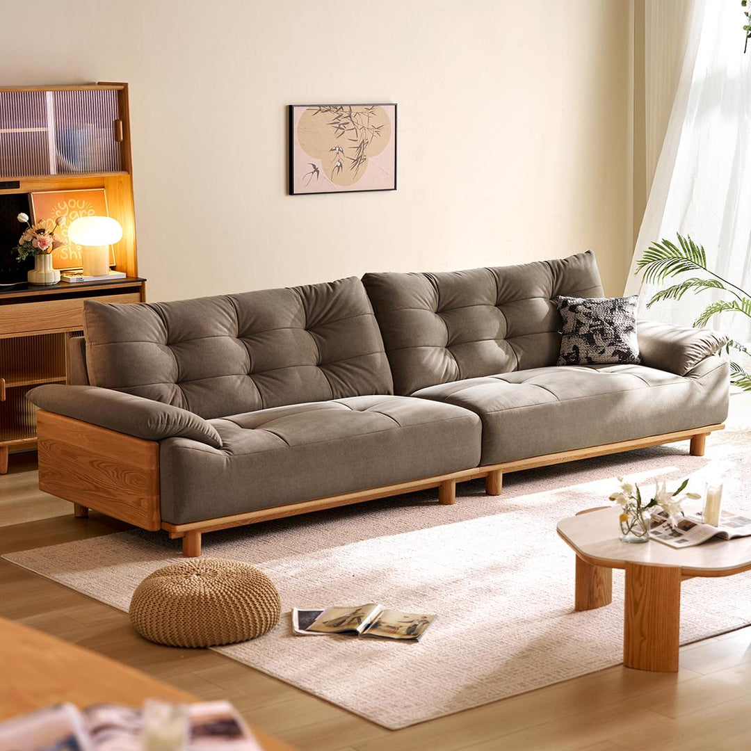 BARBARA Wood Color and White Solid Wood Sofa
