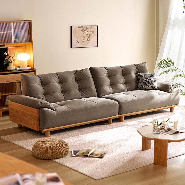 BARBARA Wood Color and White Solid Wood Sofa