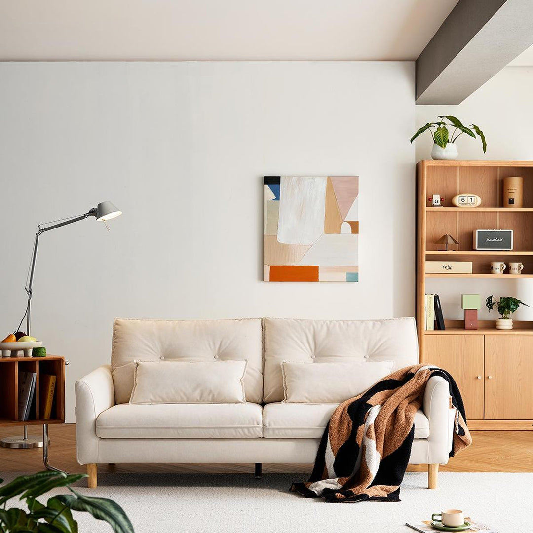 BENEDICT White Fabric Loveseat Sofa