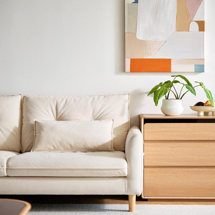 BENEDICT White Fabric Loveseat Sofa