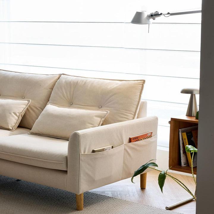 BENEDICT White Fabric Loveseat Sofa