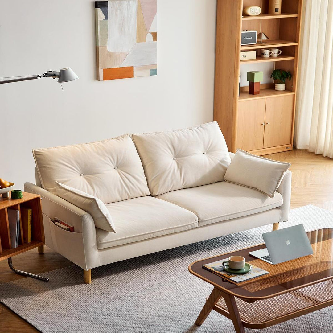 BENEDICT White Fabric Loveseat Sofa