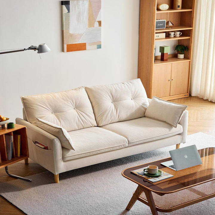 BENEDICT White Fabric Loveseat Sofa