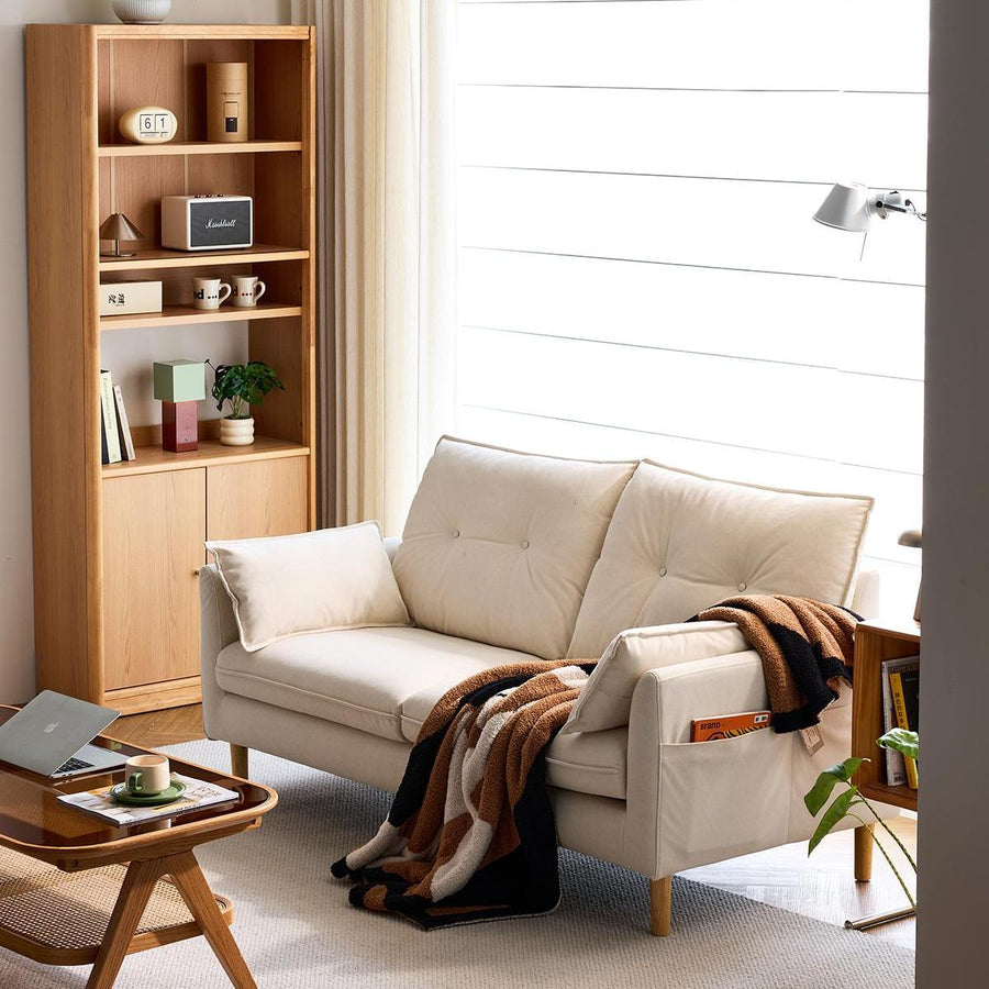 BENEDICT White Fabric Loveseat Sofa