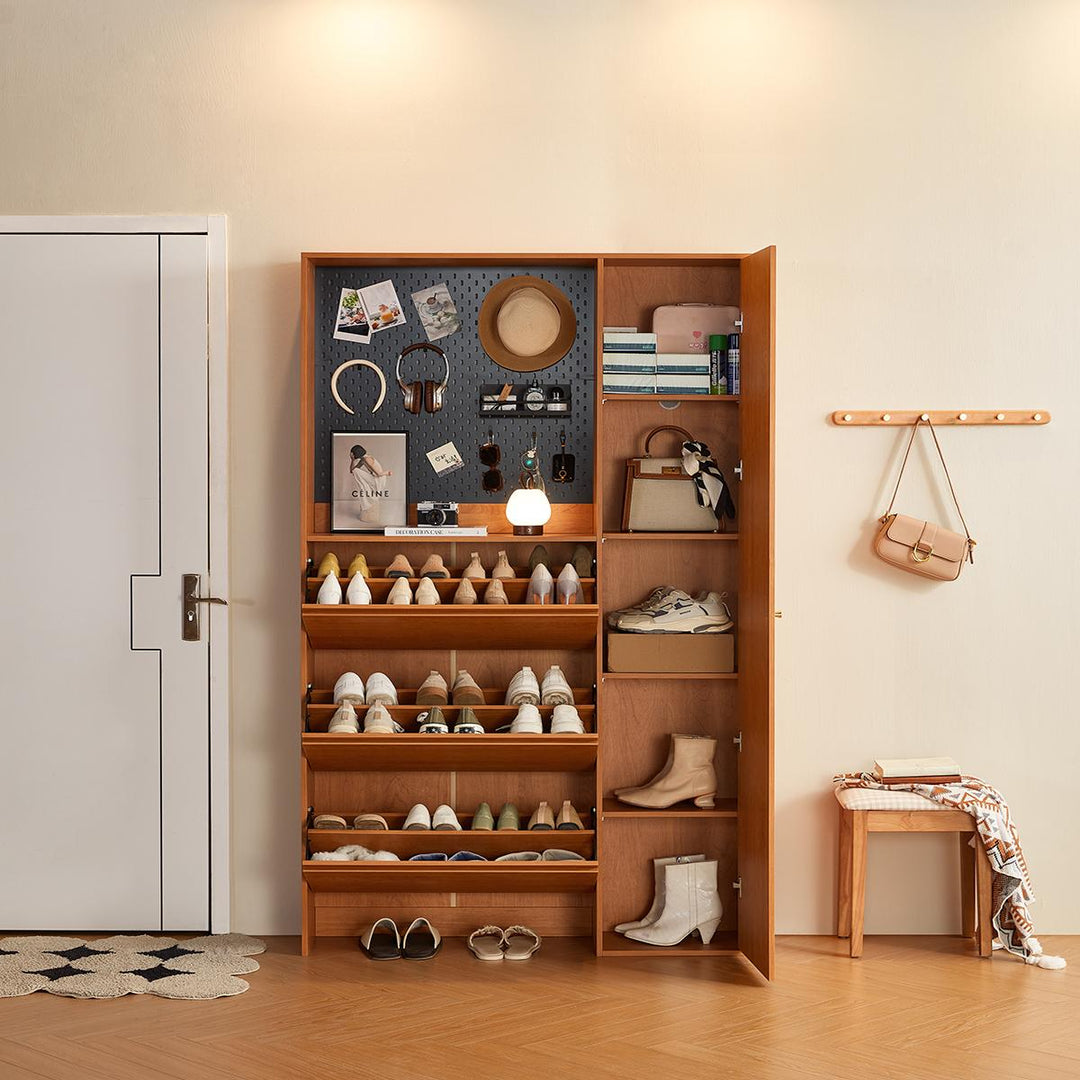 DUSTIN wood color flip top shoe cabinet