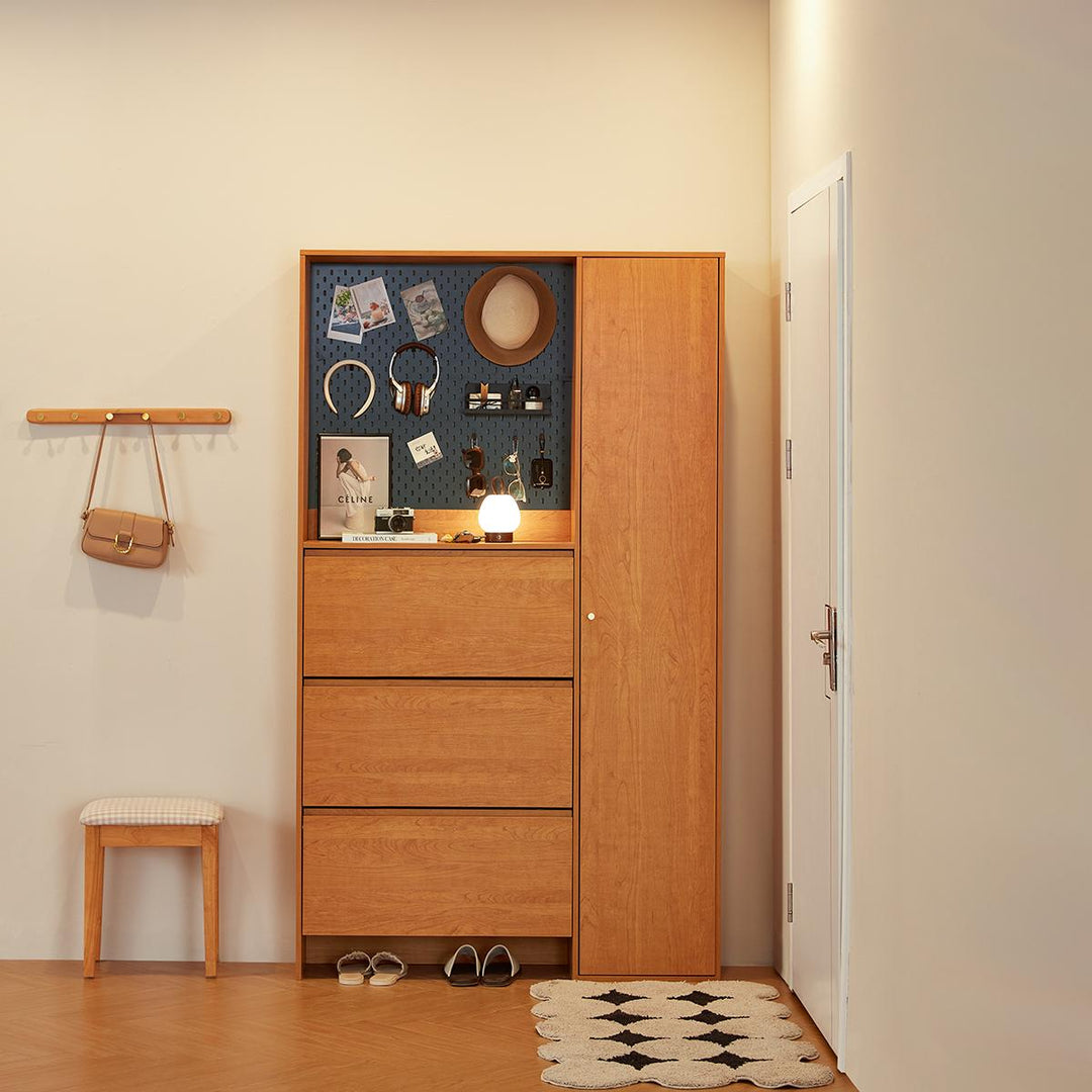 DUSTIN wood color flip top shoe cabinet