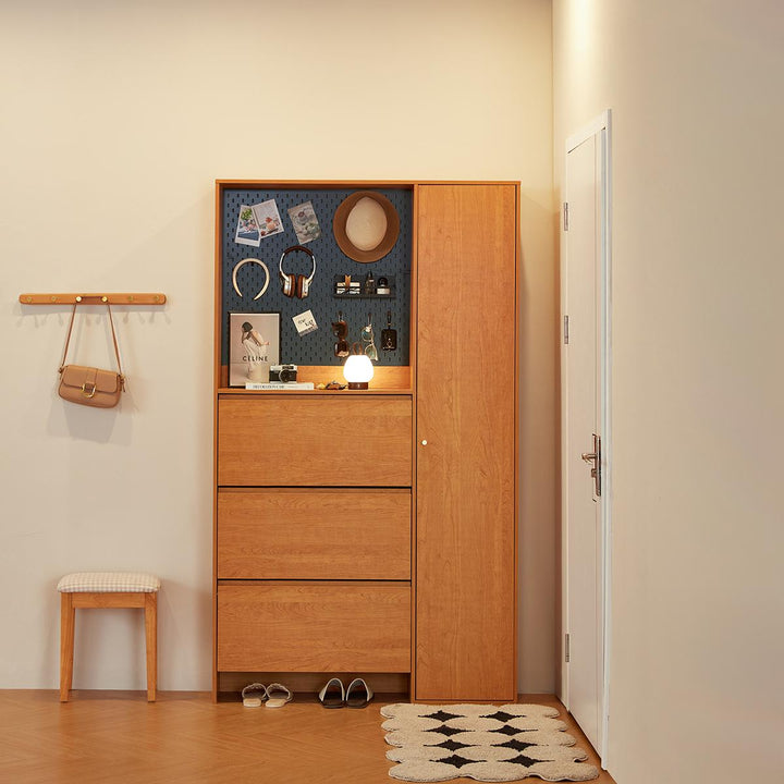 DUSTIN wood color flip top shoe cabinet