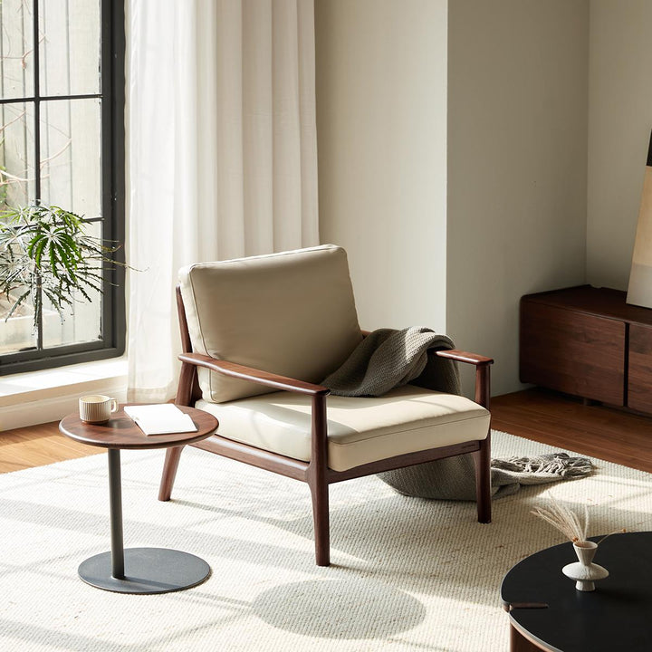 GIULIANO Walnut and White Solid Wood Sofa