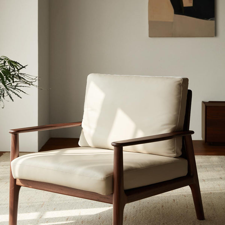 GIULIANO Walnut and White Solid Wood Sofa