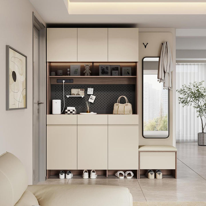 CAPE Three Door Coffee Color Shoe Cabinet