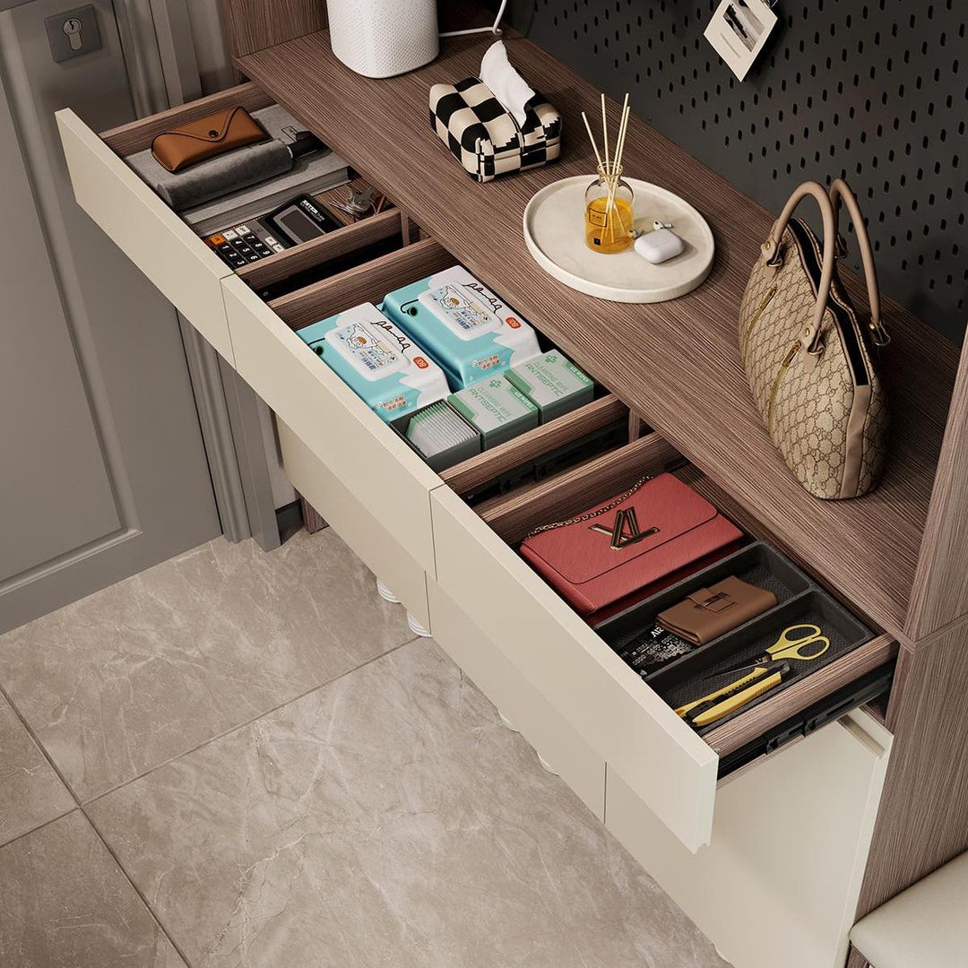 CAPE Three Door Coffee Color Shoe Cabinet